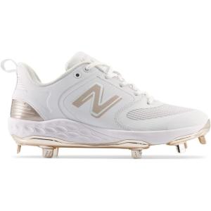 imageNew Balance Womens Fresh Foam Velo V3 Softball ShoeWhiteChampagne Metallic