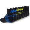 imageNew Balance Kids Performance Cushioned Low Cut Socks8 PairsBreathable Mesh Arch SupportBlack Multi Stripes