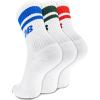 imageNew Balance UnisexAdults Mens and Womens Organic Cotton Crew Socks3 PairsArch SupportWhite Assorted Stripe
