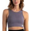 imageNew Balance Womens Seamless Medium Impact High Neck Scoop Back Sports Bra with Removable PadsBlack