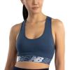 imageNew Balance Womens Seamless Wirefree Racerback Sports Bra with Removable Pads Bottom Band with LogoMunsell White