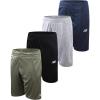 imageNew Balance Boys Athletic Shorts  4 Pack MoistureWicking Performance Mesh Shorts for Boys for Running and Sports 420OliveSlate Grey