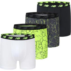 imageNew Balance Boys 35quot Underwear Performance Boxer Briefs 4 PackWhiteHiliteBlackHilite Print