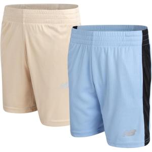 imageNew Balance Boys Athletic Shorts  2 Pack MoistureWicking Performance Mesh Running and Sports Shorts for Boys for 420Sky Timberwolf Tan