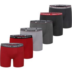 imageNew Balance Boys NonBrushed Jersey Sport Performance Wicking Boxer Briefs Underwear Multi PackBlackCastlerockTeam RedRaincloudBlackTeam Red