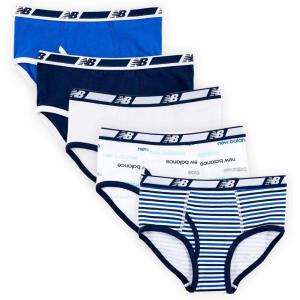 imageNew Balance Boys Soft Cotton Tag Free Brief Underwear 5PackTeam NavyWhiteWord Blue Team RoyalStripes