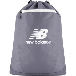 imageNew Balance Drawstring Backpack Small Gym Travel Bag with Front Zip Pocket Sports Cinch Sack for Men and Women Black 175 InchGrey
