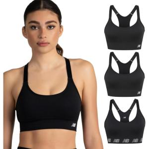 imageNew Balance Keyhole Sports Bra 3 Pack Sostn Deportivo Yoga Cami MoistureWickingBlackBlackBlack