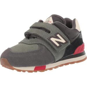 imageNew Balance Kids 574 V1 Classic Hook and Loop SneakerCamo GreenTeam Red