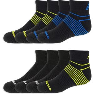 imageNew Balance Kids Performance Cushioned Low Cut Socks8 PairsBreathable Mesh Arch SupportBlack Stripe