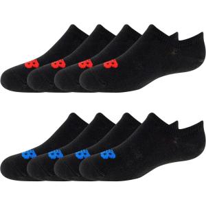imageNew Balance Kids Performance Liner Socks8 PairsBreathable Half Cushion ampamp Arch SupportBlack RedBlue Logo