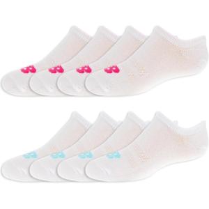 imageNew Balance Kids Performance Liner Socks8 PairsBreathable Half Cushion ampamp Arch SupportWhite PinkTeal Logo