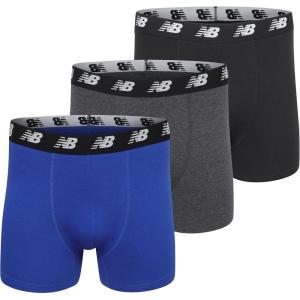 imageNew Balance Mens 5quot No Fly Cotton Performance Boxer Briefs 3Pack Or 4PackBlackBlueDark Heather