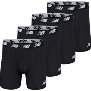 imageNew Balance Mens 5quot No Fly Cotton Performance Boxer Briefs 4PackBlackBlackBlackBlack