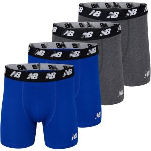imageNew Balance Mens 5quot No Fly Cotton Performance Boxer Briefs 4PackTeam RoyalDark HeatherTeam RoyalDark Heather