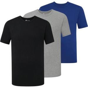 imageNew Balance Mens Cotton Performance Crew Neck Undershirts 3 PackBlackHeather GreyTeam Royal