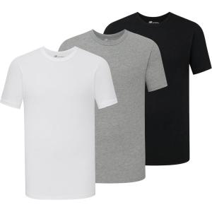 imageNew Balance Mens Cotton Performance Crew Neck Undershirts 3 PackBlackWhiteHeather Grey