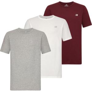 imageNew Balance Mens Cotton Performance Crew Neck Undershirts 3 PackLight Heather GreyWhiteBurgundy