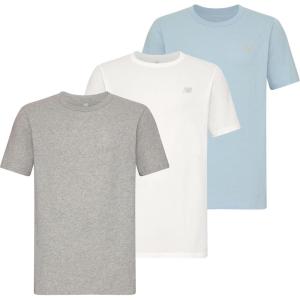 imageNew Balance Mens Cotton Performance Crew Neck Undershirts 3 PackLight Heather GreyWhiteLight Chrome