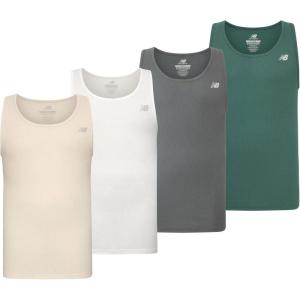 imageNew Balance Mens Cotton Performance Rib Tank Top Pack of 4WhiteLinenNew SpruceDark Artic Grey