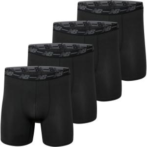 imageNew Balance Mens Mesh 5quot NoFLY Boxer Brief 4PackBlackBlackBlackBlack