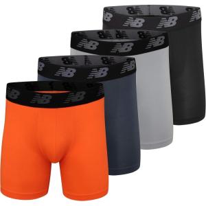 imageNew Balance Mens Mesh 5quot NoFLY Boxer Brief 4PackBlackDynomiteSteelOrca