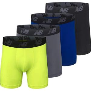 imageNew Balance Mens Mesh 5quot NoFLY Boxer Brief 4PackBlackHiliteTeam RoyalLead