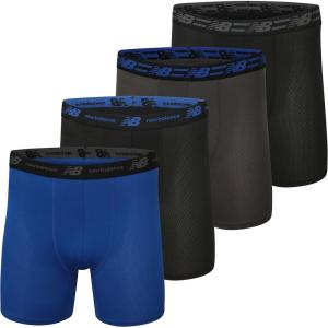 imageNew Balance Mens Mesh 5quot NoFLY Boxer Brief 4PackBlackMagnetBlackTeam Royal