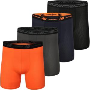 imageNew Balance Mens Mesh 5quot NoFLY Boxer Brief 4PackBlackMagnetNavyDynomite