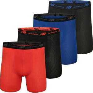 imageNew Balance Mens Mesh 5quot NoFLY Boxer Brief 4PackBlackSparkBlackTeam Royal