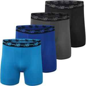 imageNew Balance Mens Mesh 5quot NoFLY Boxer Brief 4PackBlackVision BlueMarnetTeam Royal