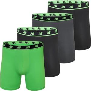 imageNew Balance Mens Mesh 5quot NoFLY Boxer Brief 4PackBlackVivid GreenLeadBlack