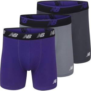 imageNew Balance Mens Mesh 5quot NoFLY Boxer Brief 4PackLeadPrism PurpleSteel