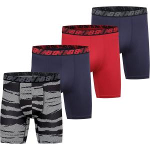 imageNew Balance Mens Mesh 5quot NoFLY Boxer Brief 4PackTeam NavyBlack CamoTeam RedTeam Navy