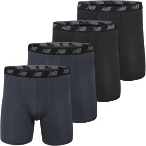 imageNew Balance Mens Mesh 5quot NoFLY Boxer Brief 4PackThunderThunderBlackBlack