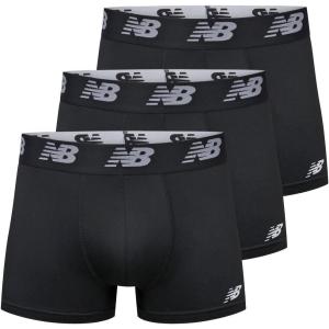 imageNew Balance Mens No Fly Trunks Underwear Jacquard Waistband Breathable Lightweight Moisture Wicking 3 PackBlackBlackBlack
