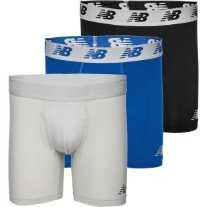 imageNew Balance Mens Performance Boxer Briefs with Fly Breathable Stretch Underwear Moisture Wicking Soft Waistband 3 PackBlackTeam RoyalConcrete