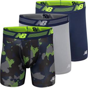 imageNew Balance Mens Performance Boxer Briefs with Fly Breathable Stretch Underwear Moisture Wicking Soft Waistband 3 PackPigmentSteelCamo