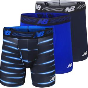 imageNew Balance Mens Performance Boxer Briefs with Fly Breathable Stretch Underwear Moisture Wicking Soft Waistband 3 PackPigmentTeam RoyalBolt Flare