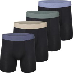 imageNew Balance Mens Ultra Smooth Microfiber Lightweight Breathable Performance Boxer Brief Underwear 4 PackBlackBlackBlackBlack