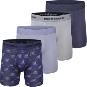 imageNew Balance Mens Ultra Smooth Microfiber Lightweight Breathable Performance Boxer Brief Underwear 4 PackNavyDream StateDusk ShowerSlate Grey