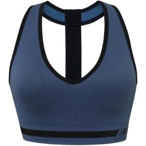 imageNew Balance Seamless Wirefree VNeck TBack Racer Sports Bra with Allover TextureVintage Indigo