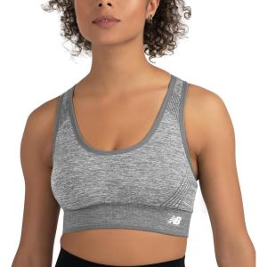 imageNew Balance Seamless Womens Medium Impact Racerback Sports Bra  Padded Workout Yoga TopSmoky Quartz