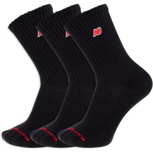 imageNew Balance UnisexAdults Mens and Womens Organic Cotton Crew Socks3 PairsArch SupportBlack Patch Logo