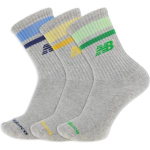 imageNew Balance UnisexAdults Mens and Womens Organic Cotton Crew Socks3 PairsArch SupportGrey Stripe