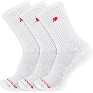 imageNew Balance UnisexAdults Mens and Womens Organic Cotton Crew Socks3 PairsArch SupportWhite Patch Logo