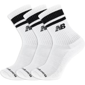 imageNew Balance UnisexAdults Mens and Womens Organic Cotton Crew Socks3 PairsArch SupportWhite Stripe