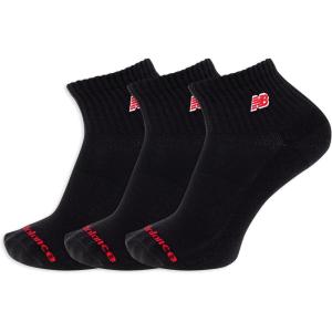 imageNew Balance UnisexAdults Mens and Womens Patch Logo Ankle Socks3 PairsCushioned Moisture WickingBlack