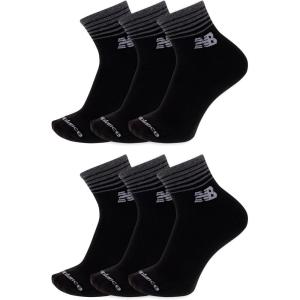 imageNew Balance UnisexAdults Mens and Womens Performance Cushioned Ankle Socks6 PairsMoisture WickingBlack