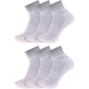 imageNew Balance UnisexAdults Mens and Womens Performance Cushioned Ankle Socks6 PairsMoisture WickingWhite